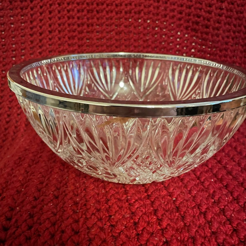 Beautiful crystal Bowl with silver rim